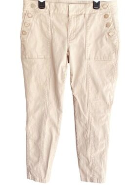 WHITE HOUSE BLACK MARKET Pants Tapered Sailor Button Accent Light Beige Women 8P
